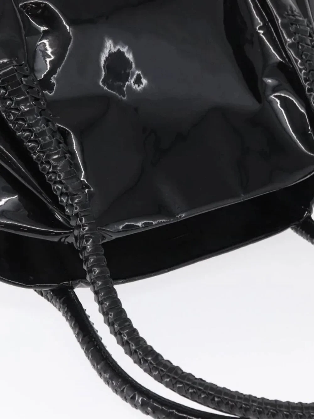 Salvatore Ferragamo Gancini Tote Bag Patent leather Black Gold Auth BA9545